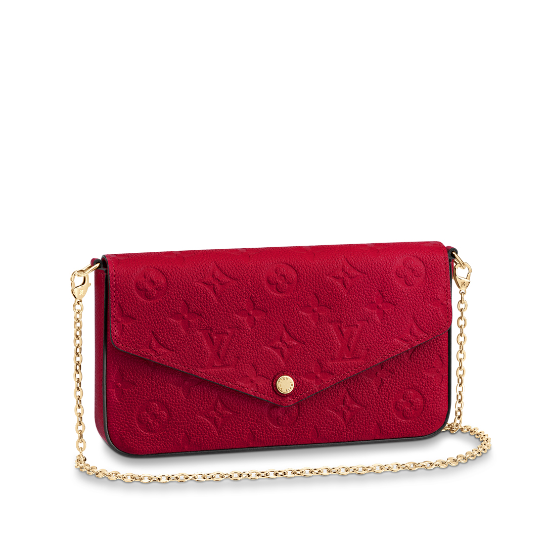 Louis Vuitton FELICIE POCHETTE Handbag Monogram Empreinte M63700 Scarlet Red